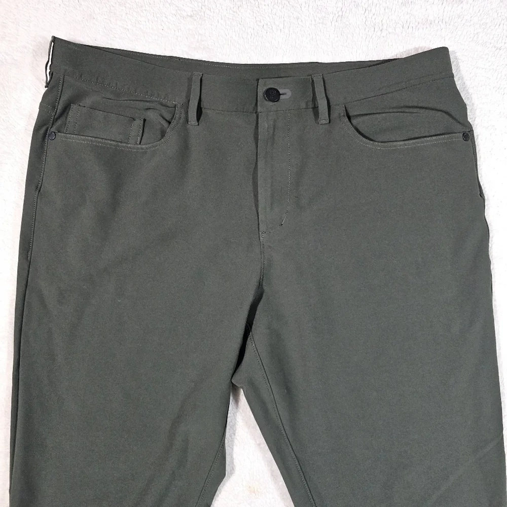 Public Rec Pants Mens 36x34 Green Workday Slim Fit Stretch Athleisure Travel - Picture 4 of 12